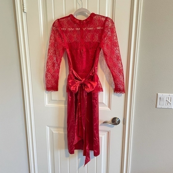 Gunne Sax Dresses & Skirts - Gunne Sax vintage red lace peplum high neck dress